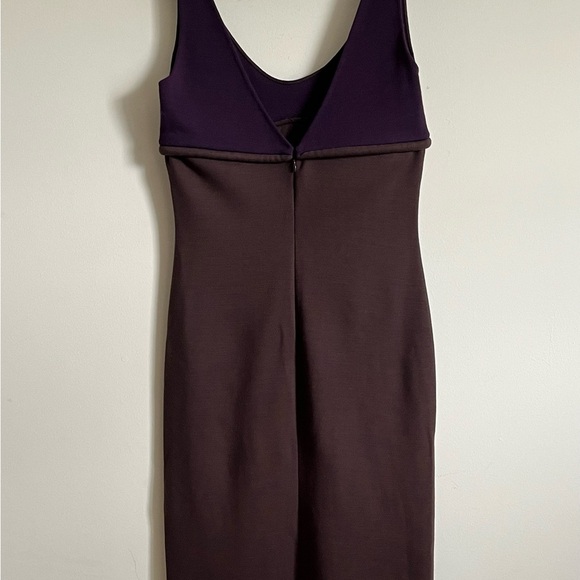 Douglas Hannant Stunning Wool like Scoop Neck Bodycon Pencil Dress Brown Plum 10 - Picture 3 of 15